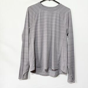 ATHLETA Women's Long Sleeve Light Gray Crew Neck Shirt Size M Athletic Workout
